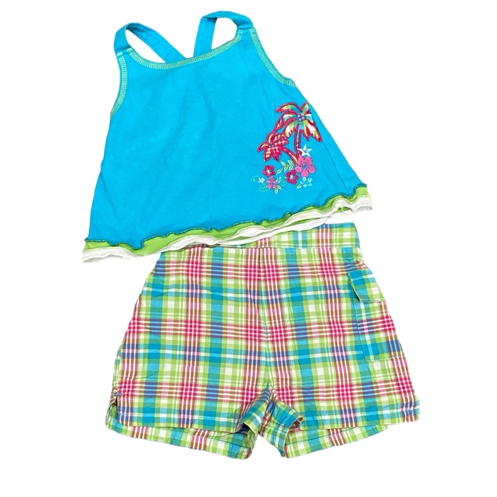 Girls | 24M | Kid Connection | Summer Top & Short Set | Turquoise|Green|Pink|